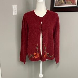 Marisa Christina Button Front Sweater Maroon Womens size XL Wool Blend Warm
